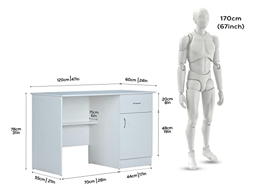 DeckUp Hermes Engineered Wood Study & Computer Table and Office Desk (White, Matte Finish) - Image 2