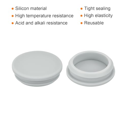 Image of MECCANIXITY 2pcs Silicone Snap in Locking Hole Plugs,38.6mm /1.5 Inch Mounting Diameter Narrow Groove Width 5mm Panel Seal Cover Round for Kitchen Bulkheads Waterproof Sealing Plugs Grey