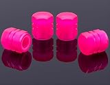MEAJOO 4PCS Fluorescent Tire Valve Stem Caps, Luminous Car Tire Air Cap, Corrosion Resistant Leak-Proof Wheel Valve Cover, Universal for Cars, Trucks, Bikes, Motorcycles, Bicycles(Pink)