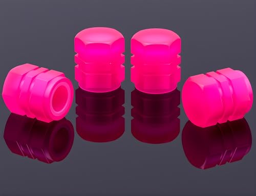 MEAJOO 4PCS Fluorescent Tire Valve Stem Caps, Luminous Car T