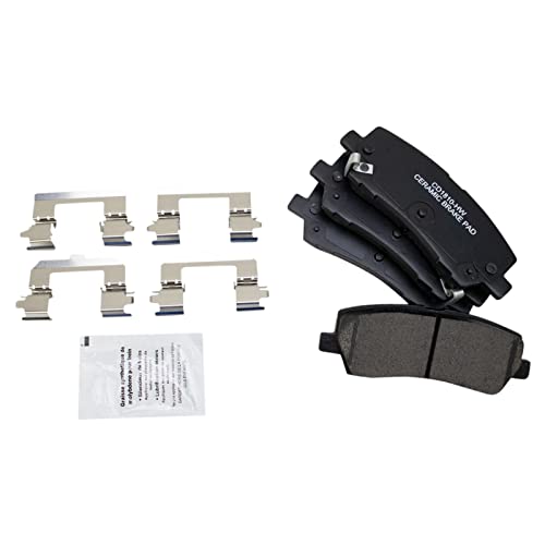 Image of TRQ Rear Brake Pad and Rotor Set Ceramic Parking Brake Shoe Compatible with 2016 2018 Ford Mustang