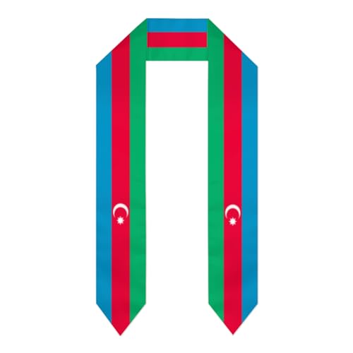 Vintage Azerbaijan Azerbaijani Flag Graduation Stole Scarf Shawl Sash Class of 2026 for Men Women Thickened Heavy Duty Novelty Scarves Graduate Ceremony Gift for School College University