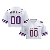 Topassion Personalisiert American Football Trikot Leicht Sportshirt Damen Personalisierte Spieltrikots Individuelles Fußballtrikot Schnelltrocknend Hemd Modern Oberteile Luftig Tuniken D01-weiß