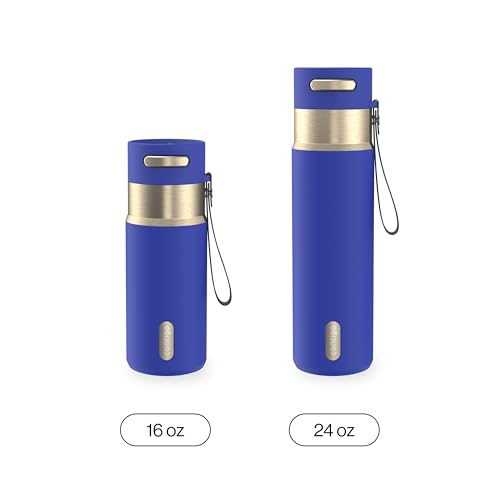 Image of Contigo AutoSeal 16 oz Stainless Steel Vacuum-Insulated Water Bottle with Leakproof Push-Button Spout & Lock, Carry Strap, BPA-Free & Lead-Free, Dishwasher Safe