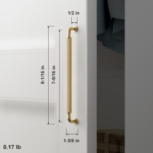 Image of Goo-Ki Champagne Bronze Cabinet Pulls Fluted 7 9 /16 in Hole Centers, 6 Pack