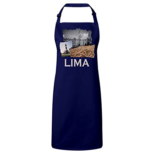 Tablier cuisine Lima Pérou imprimé collage vintage résistant aux taches