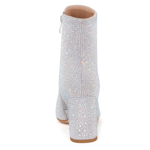 Image of MISSMILLER Rhinestone Boots for Women Sparkly Cowgirl Boots Pointed Toe Chunky Heels Rhinestone Cowboy Boots