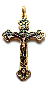 Crucifix Nazaret Símbolo regalo de comunión religioso en oro de 24 quilates 28x45mm