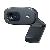 Logitech C270 HD Webcam, HD 720p/30fps, Widescreen HD Video Calling, HD Light Correction, Noise-Reducing Mic, For Skype, FaceTime, Hangouts, WebEx, PC/Mac/Laptop/Macbook/Tablet - Black