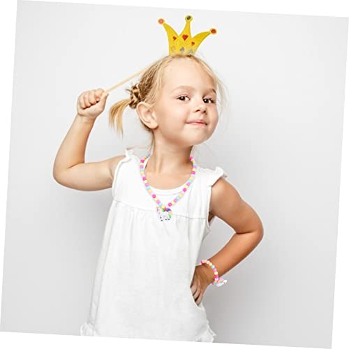CALLARON 1 Conjunto De 2 Peças De Colar De Unicórnio Para Crianças Pulseira De Contas Colar De Joias