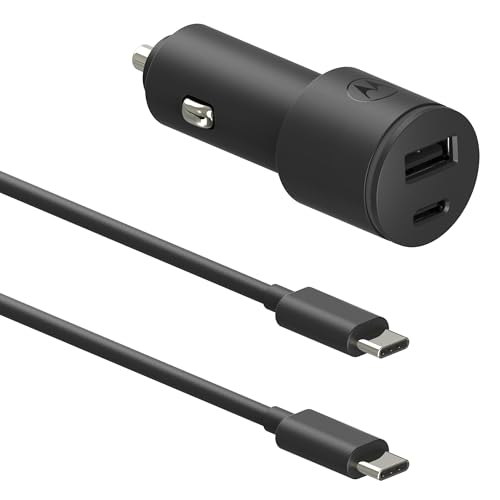 Motorola TurboPower Share Car Charger - 45W Dual Port + 1m USB-C to USB-C Cable