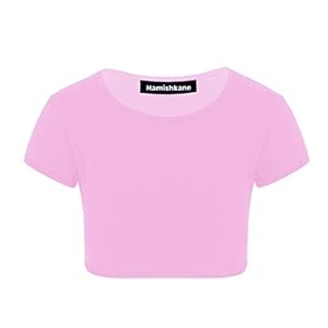 Hamishkane Nouveau Gamins Filles Rond Cou Plaine Court Manche Danse T-Shirt Crop Haut 3-13 Ans