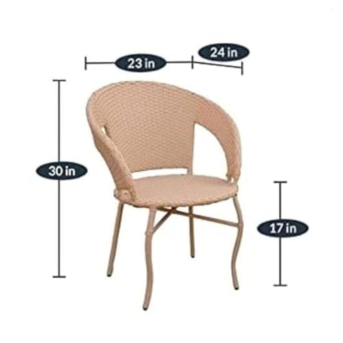 Image of Furniture D-12 Chairs Table Set 4+1 Wicker Patio Furniture Sets 4 Chair and 1 Table for Garden Balcony Bedroom Powder Coated Frame Uv Protected Wicker (Beige)