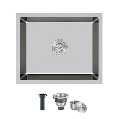 21 inch Bar Sink, KINKIB 21 x 18 x 9 inch Undermount Bar or Prep Kitchen Sink, Handmade Single Bowl T-304 Stainless Steel Small Kitchen Sink with Strainer