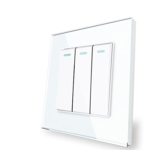 Interrupteur bouton-poussoir pour salon et chambre avec panneau en verre blanc lavable