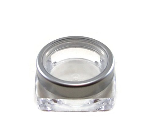 Clear 1/2 oz Square Acrylic Jar Clear with Silver Lid 6 pk with Balm Jar