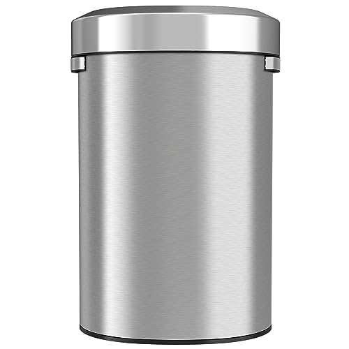 Image of iTouchless 87 Liter, Slim and Space-Saving Design for Home, Office, Kitchen, Restaurant, Restroom, Large Capacity, 23 Gal Trash Cans with AbsorbX Odor Filter, Stainless Steel, Semi-Round 23 Gallon