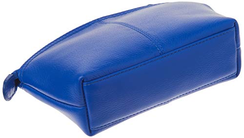 Image of ili New York Genuine Leather RFID Blocking Cosmetic Makeup Pouch - Cobalt