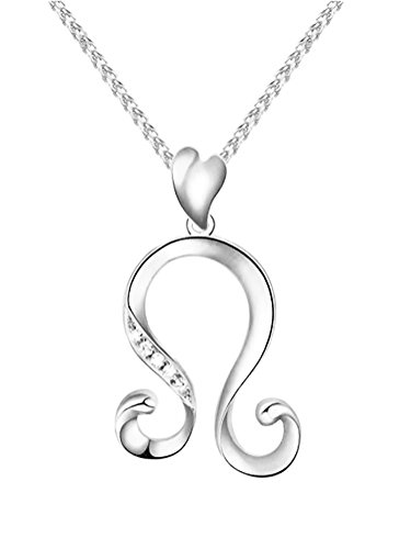 Tendencia Paialco plata esterlina encanto del Zodiaco Leo colgante de collar chapado en rodio