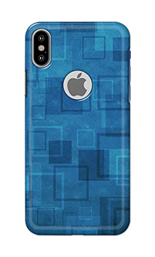 Image of Printed Hard Back Cover Case for Apple iPhone X | iPhone 10 | iPhone Xs | iPhone 10s Logo View Back Cover (Plain Azure Blue) -702