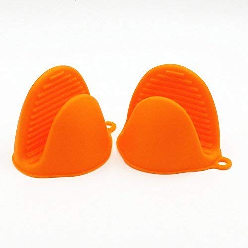 Durable Silicone Pinch Grip Mitten Oven Mitt Gripper Grip Kitchen Potholder Utensil Tool- 2 Pieces (Orange)