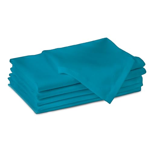 Image of Encasa XO Cotton Napkins for Dining Table | Set of 6, Size 43x43 cm | Machine Washable Reusable Table Napkin, Soft & Absorbent, Elegant Table Decor for Kitchen, Hotels, Party - Azul Blue