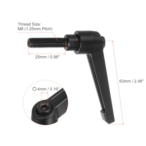 Image of HARFINGTON 6pcs Adjustable Clamping Lever Handles M8 x 25mm Male Thread Bolt Knobs Rotating Screw Locking Quick Release Ratchet Push Button Handle, Black