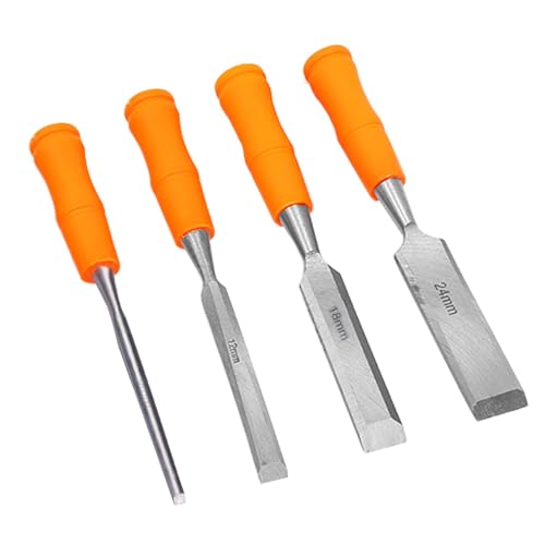 HONRIGO 4 Pcs Wood Chisel Sets, Ergonomic Handle Chisels for Woodworking DIY, Bevel Edge Carpentry Tools 6mm, 12mm, 18mm, 24mm
