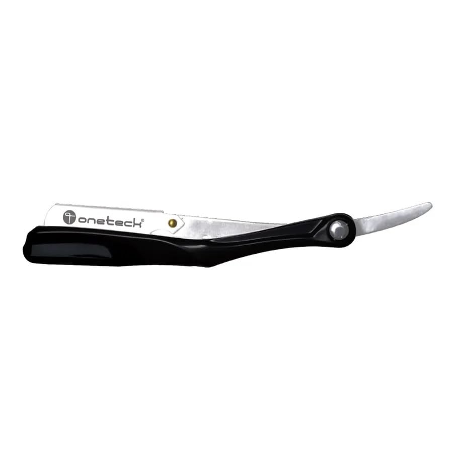 Oneteck Twisted Handle Razor W/O blade, Stainless Steel Straight Edge, Barber Razors, Plastic Handle Black