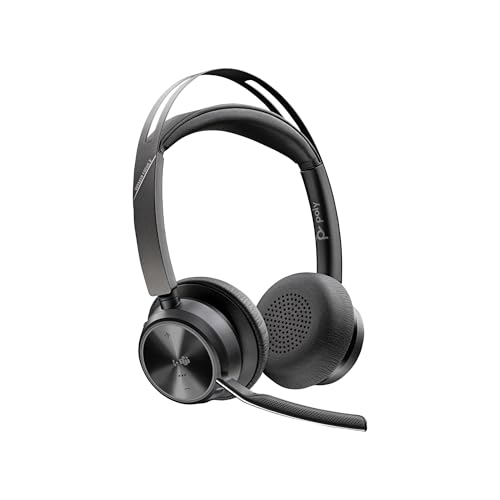 POLY Voyager Focus 2-M USB-C-C Headset USB-C/A Adapter Customer Special 1 - Connection via Bluetooth - Noise Cancellation; Smart Sensor Technology; Dynamic Mute Alerta - preto