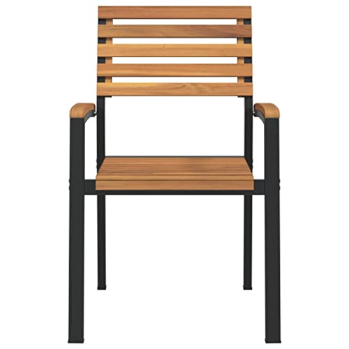 Chaises de jardin bois massif acacia fauteuil de table empilable x4