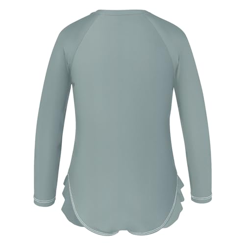 CHIFIGNO Grey Gradient One Piece Swimsuit for Girls Rash Guard Long Sleeve Zipper Swimwear 3T3