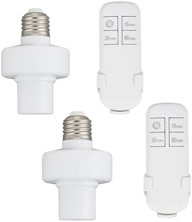 Remote Control Light Socket,Wireless Light Switch Kit with Timer,E26 E27 Bulb Lamp Holder with Remote Control,No Wiring Wall Mounted Controller Switch for Attic,Garage,Stairwell(2 Pack)