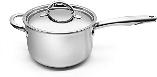 Comparison: Best Saucepan For Candy Making 2 Fortune Candy 4-Quart Saucepan with Lid, Tri-Ply, 18/8 Stainless Steel, Advanced Welding Technology, Dishwasher Safe, Induction Ready, Mirror Finish