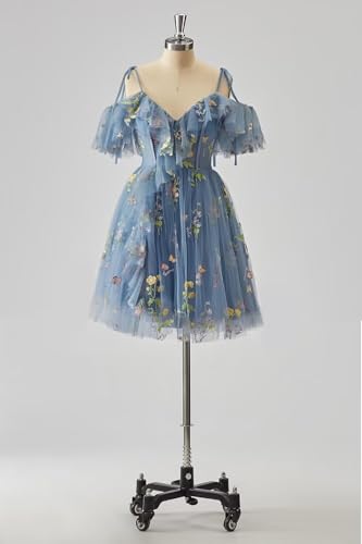 Zepumen Flower Embroidery Homecoming Dresses for Teens Short Ruffle Tulle Mini Prom Party Gowns2