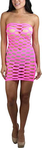 Image of ToBeInStyle Women's Stretch See Through Fishnet Novelty Mini Rave Party Dress