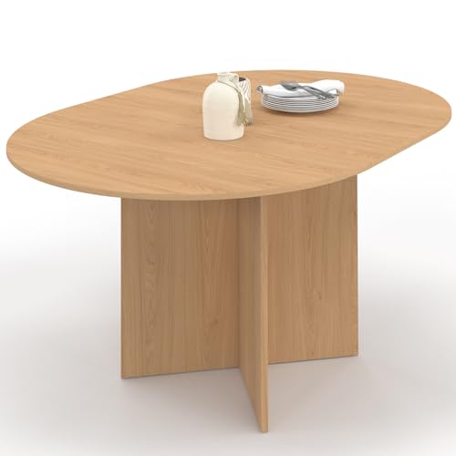 IDMarket - Table à Manger Extensible Ovale Marthe 4-8 Personnes Bois façon hêtre 110-150 cm