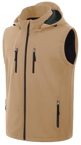 Image of CREATMO US Men's Casual Lightweight Warm Thin Outerwear Vest Windbreaker Sleeveless Jacket With Removable Hood