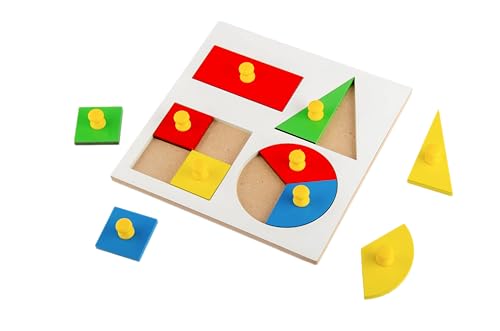 Image of Little Genius Inset Shape Fraction Board with Knob, Multicolour