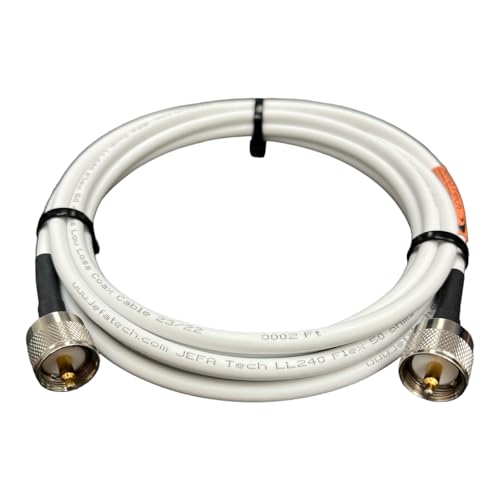 JEFA Tech Premium RG-8X Marine Grade Durable White Jacket Coax for Marine VHF Radio, Ham Radio, CB Radio, High Performance Low Loss RG8X PL-259 (10 Feet)