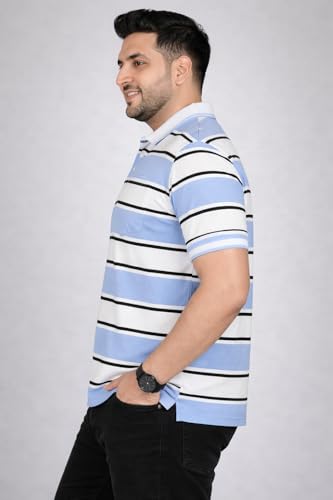 Image of INKKR Plus Size - Men Striped Polo Neck Tshirt