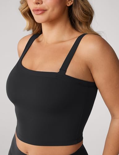 Image of UNISSU Hugcurve Detachable Shoulder Strap Longline Sports Bra for Women One Shoulder Workout Tank Crop Tops Built in Bra
