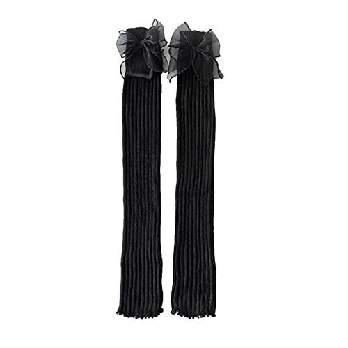 Image of Leg Warmers for Women Knitted Ribbed Stirrup Long Leg Warmers Loose High Socks Winter Socks Leg Warmer Kawaii Footless Socks (BLACK)