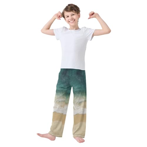 Boys' Pants Beach Waves Translucent Long Bottoms Jogger Pants Elastic Waist Trousers with Pockets S-XL2