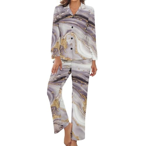 Pyjama femme printemps été ensemble vêtements de détente 2 pièces marbre