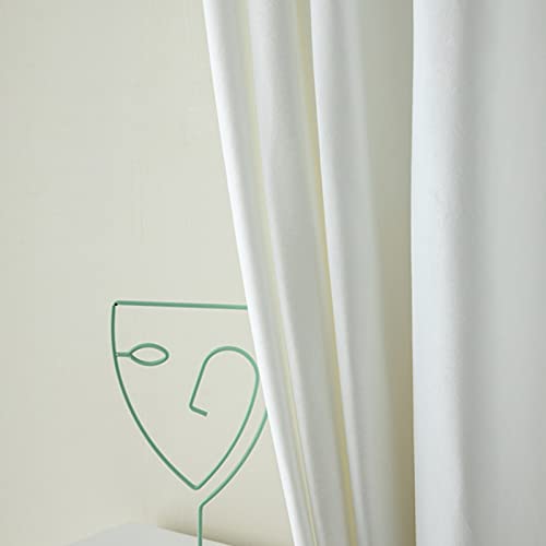 White Velvet Blackout Curtain Thermal Insulated Pencil Pleat Curtains for Living Room Bedroom Kitchen 2 Panels,White,W100xL250cm - Image 2