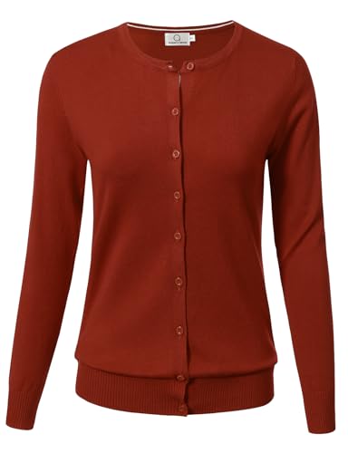 Image of Allsense Women's Long-Sleeve Crewneck Cardigan | Classic Button Down Sweater, Soft Fine Knit, Lightweight