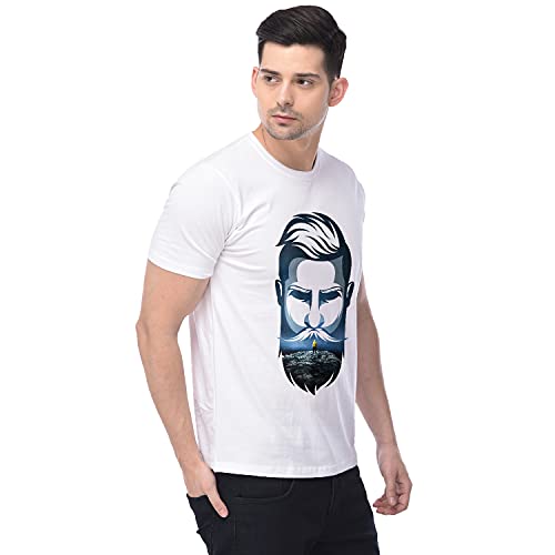 Image of Bearded - Born Bearded Men's & Women's Boys & Girls Kids 100% Cotton Graphic Printed Round Neck Half Sleeves Regular Fit T- shirt for Born Bearded Merchandise for True Fans - White - Pack of one