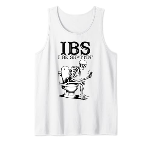 IBS Humor Skeleton Tablet Toilet Humorístico Diseño Gráfico Camiseta sin Mangas