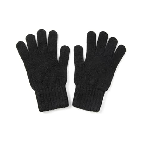 Embouro 100% Cashmere Men's Gloves, Knitted Ultra Soft Pure Cashmere Gloves with Ribbed Cuffed (Black) Cover